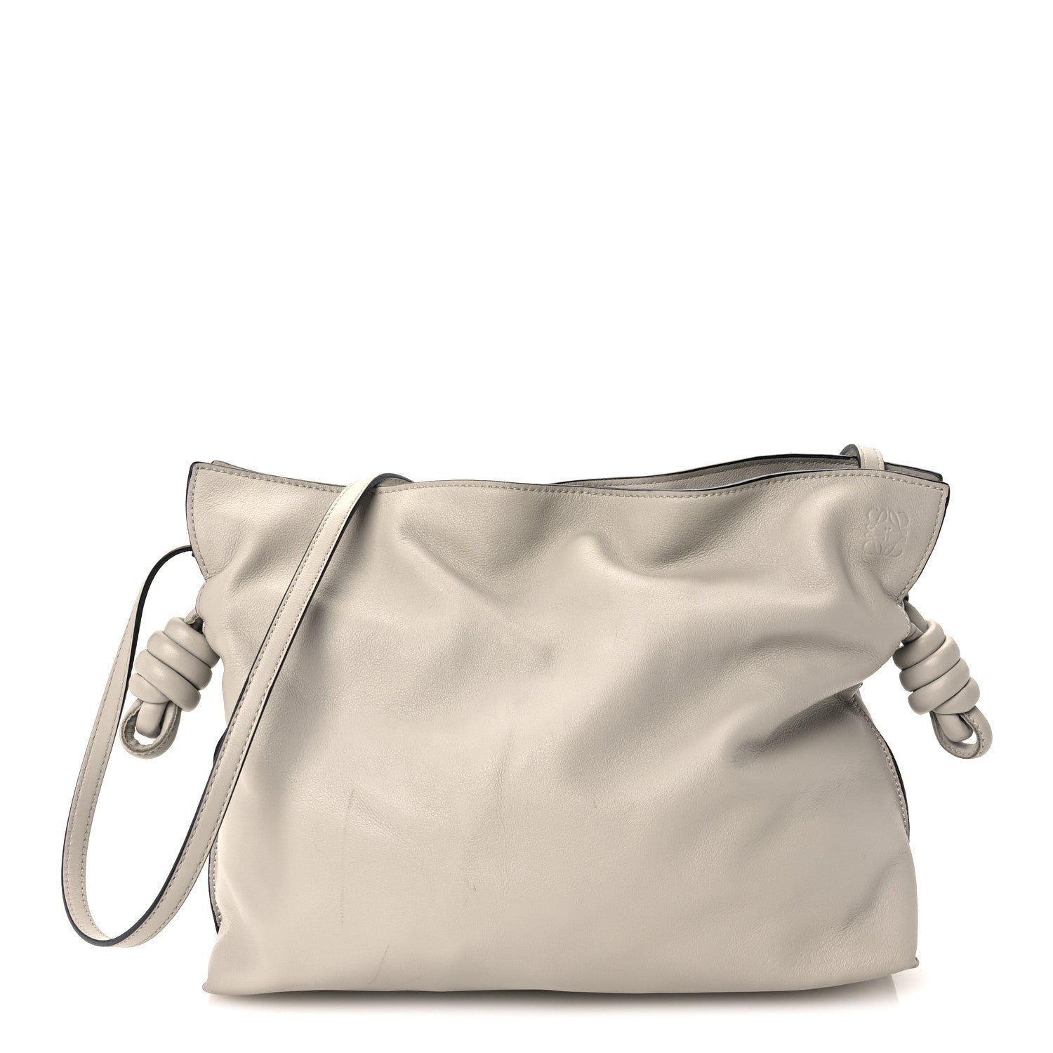 Loewe Nappa Medium Flamenco Knot Clutch Ghost