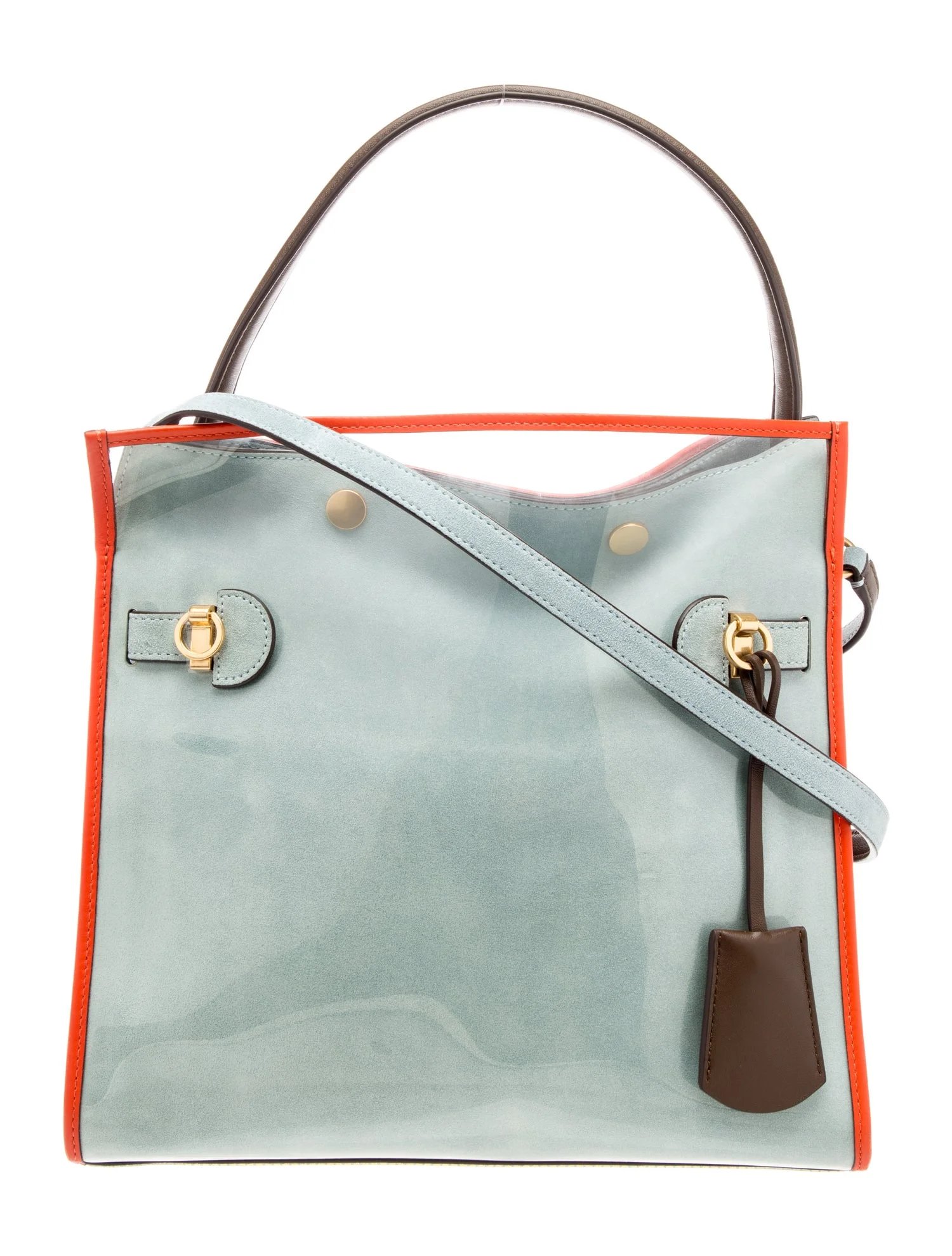 Suede Small Lee Radziwill Clear PVC & Suede "Raincoat" Double Bag Small