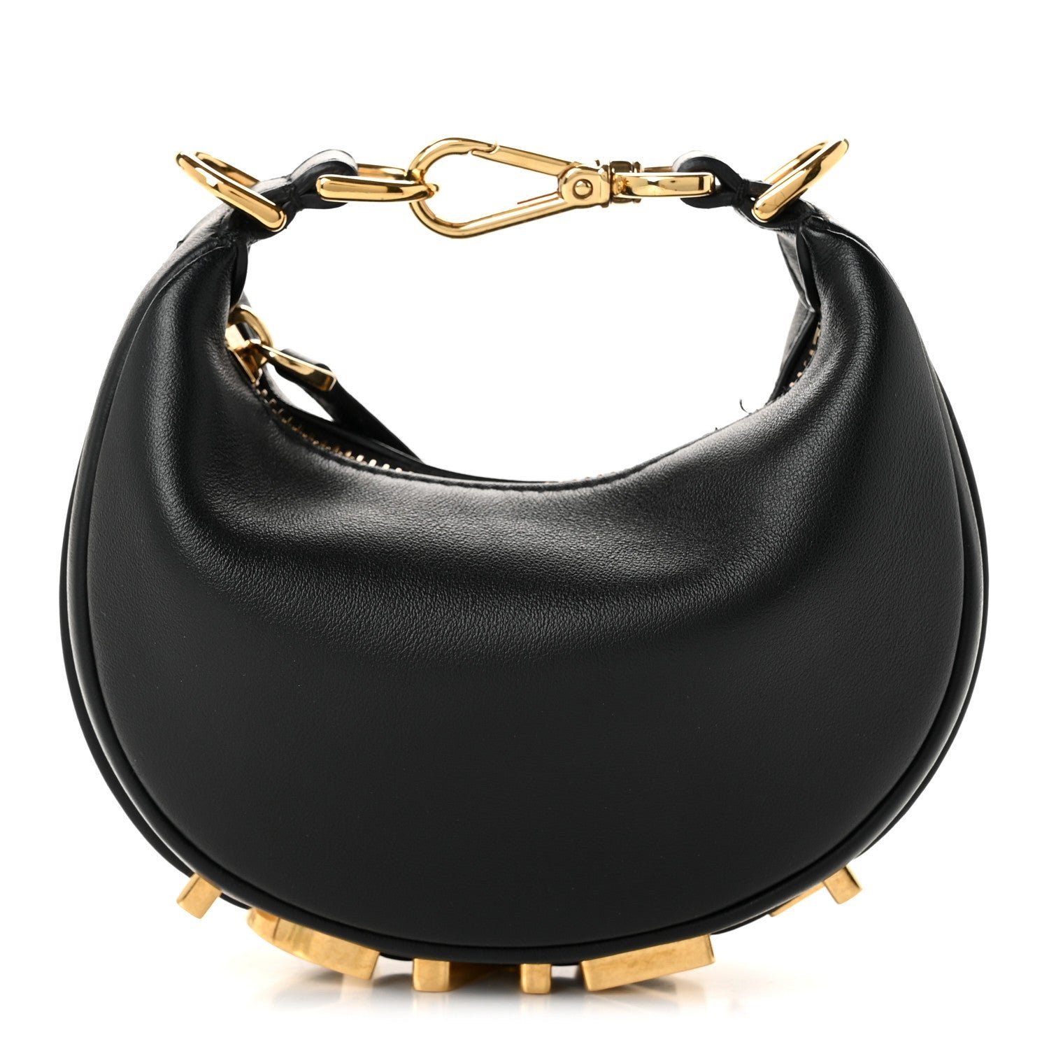 Fendi Fendi Vitello Grace Matte Nano Fendigraphy Hobo Charm Black