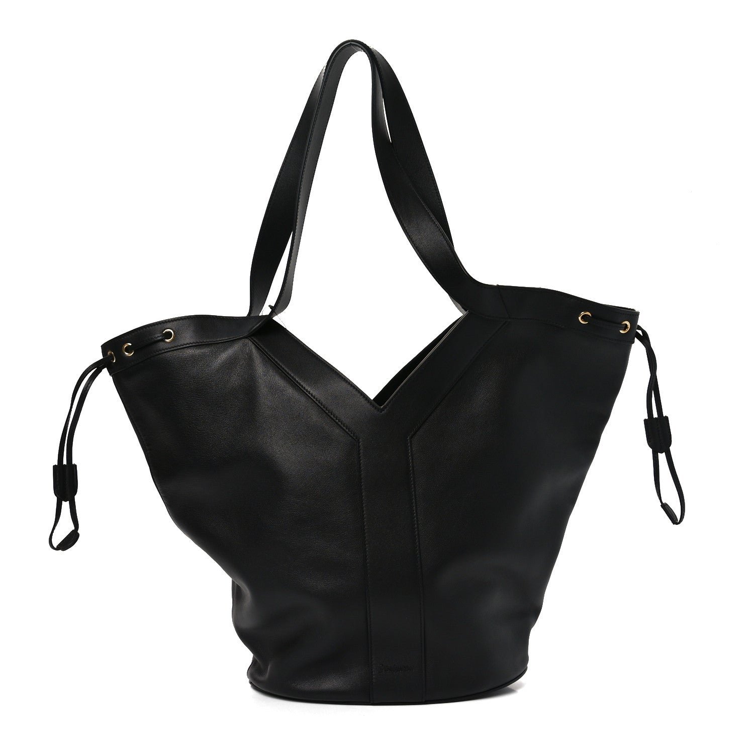 Saint Laurent Santorini Lux Calfskin Y Drawstring Tote Black