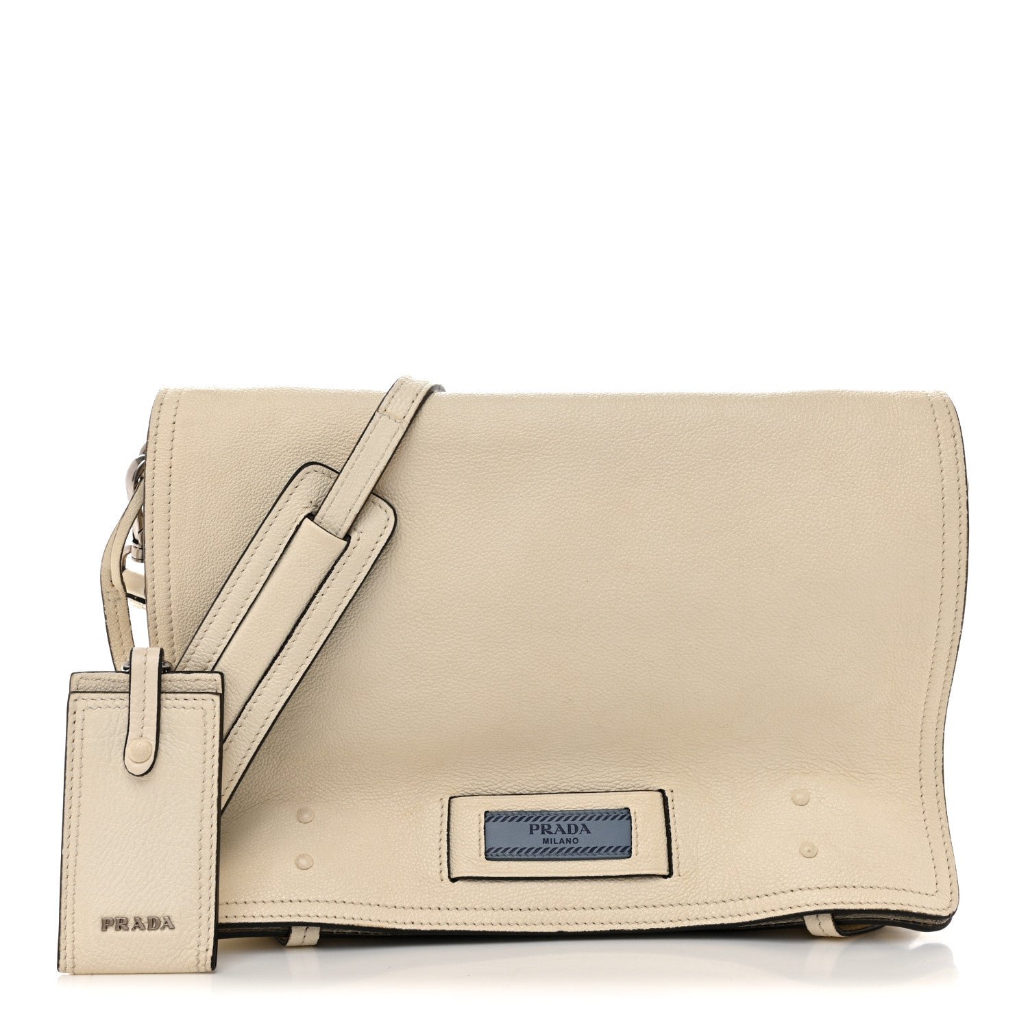Prada Prada Glace Calf Etiquette Flap Bianco Astra