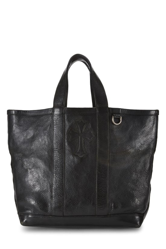 Chrome Hearts Black Leather Cross Patch Tote