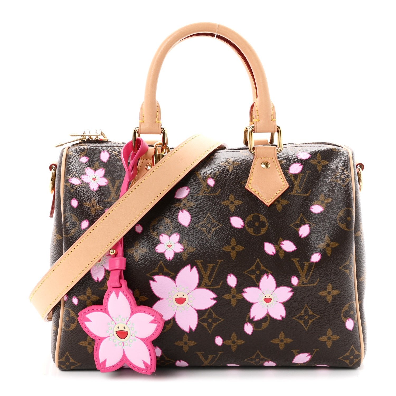 Louis Vuitton LV X TM Monogram Cherry Blossom Speedy Bandouliere 25 Sakura Brown