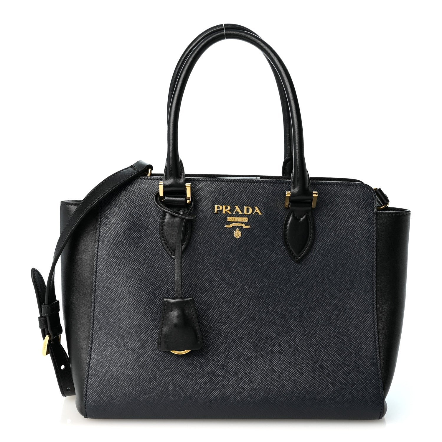 Prada Saffiano Soft Calfskin Small Zippered Tote Baltico