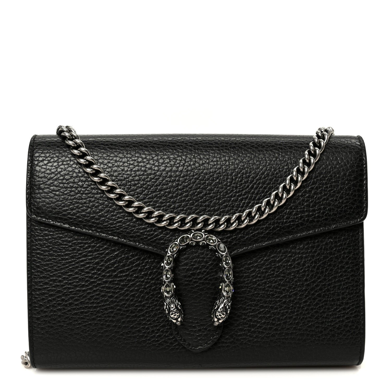 Gucci Calfskin Mini Dionysus Chain Wallet Black