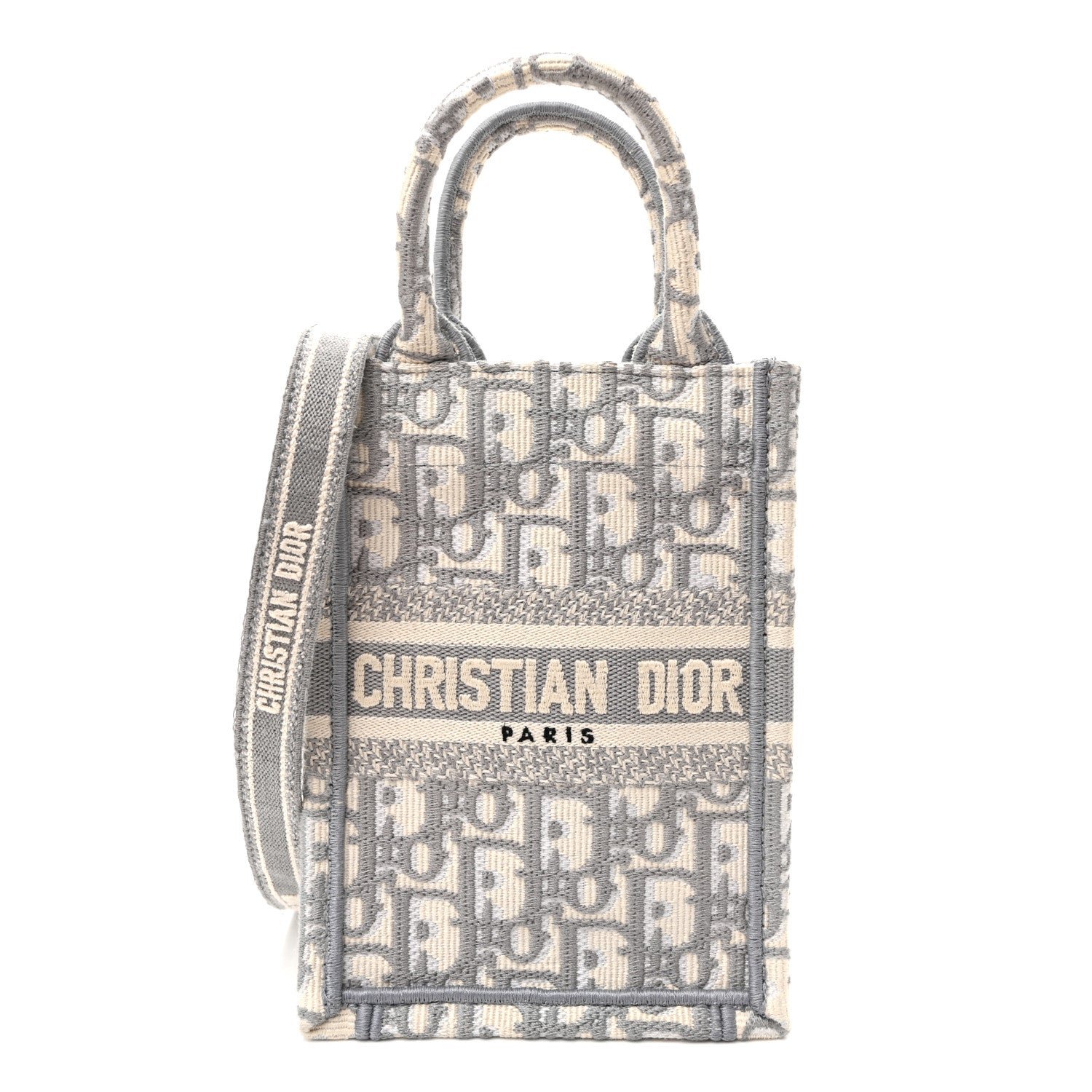 Christian Dior Oblique Mini Book Tote Phone Bag Grey