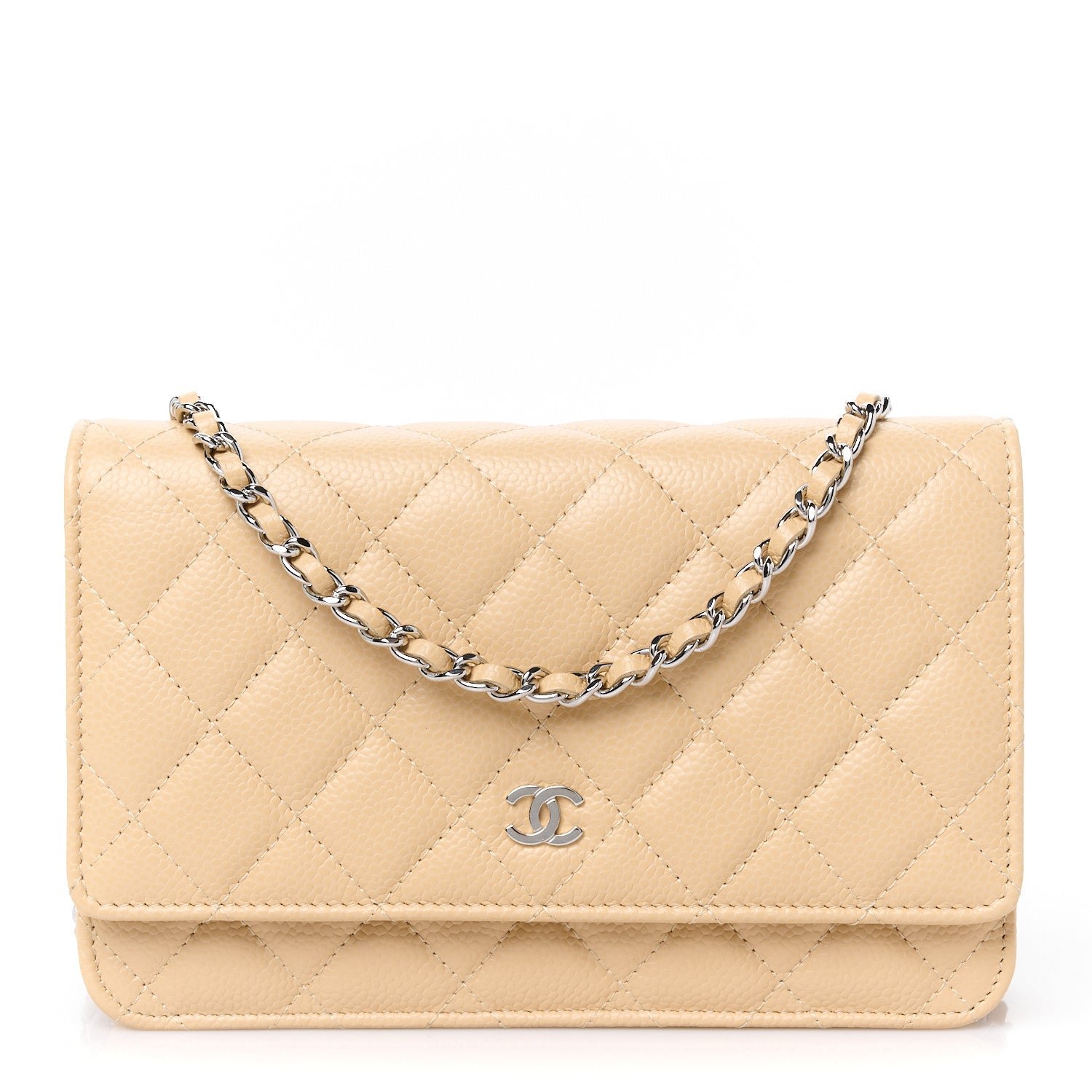 Chanel Caviar Quilted Wallet on Chain WOC Beige