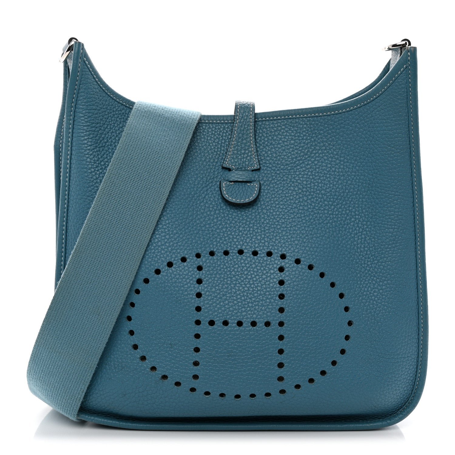 Hermes Taurillon Clemence Evelyne III GM Blue Jean