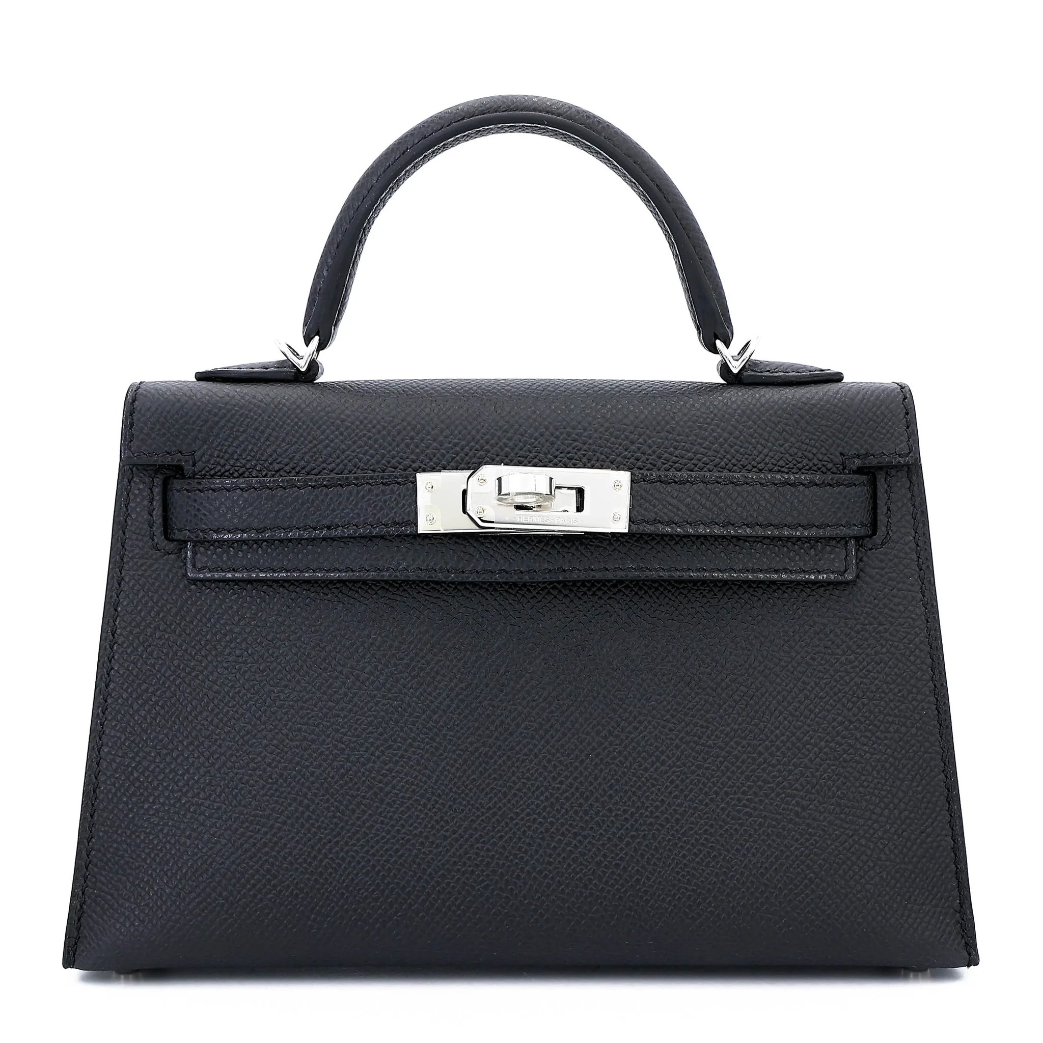 Brand New ( Rank N ) HERMÈS Mini Kelly II Noir (89) Epsom Palladium hardware K (2025)