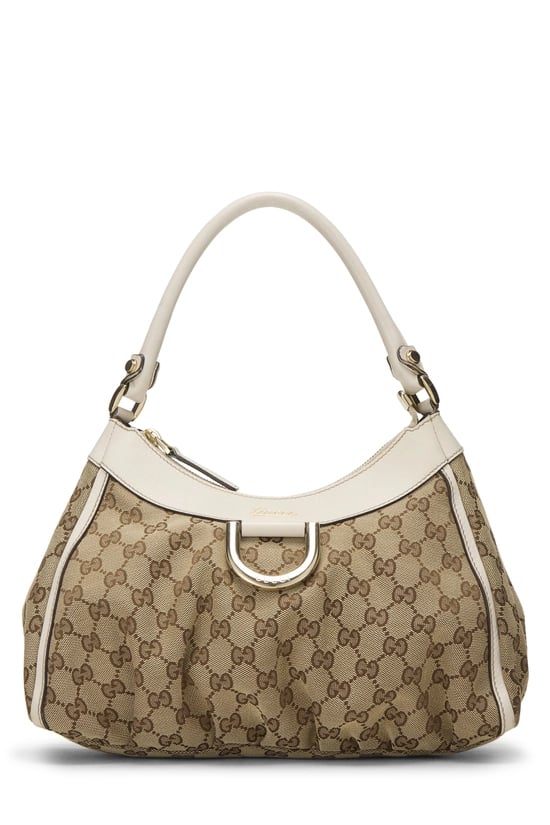White Original GG Canvas D-Ring Abbey Shoulder Bag Small