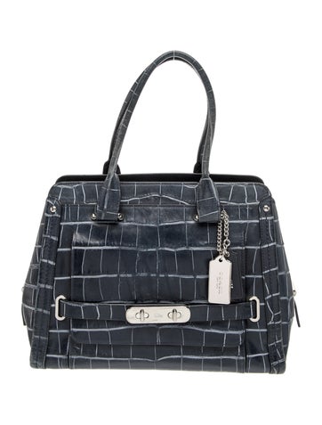 Embossed Leather Top Handle Bag