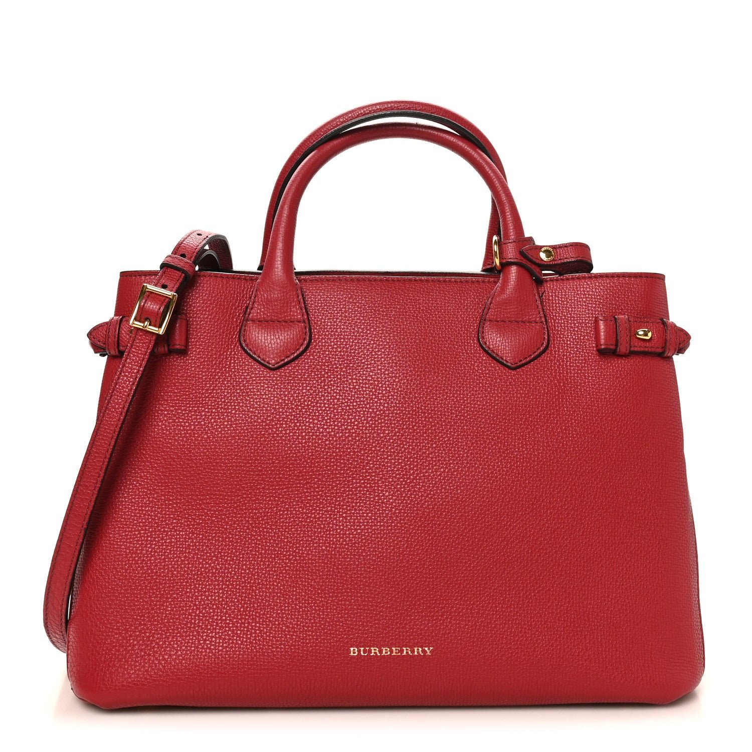 Burberry Derby Calfskin House Check Medium Banner Tote Russet Red