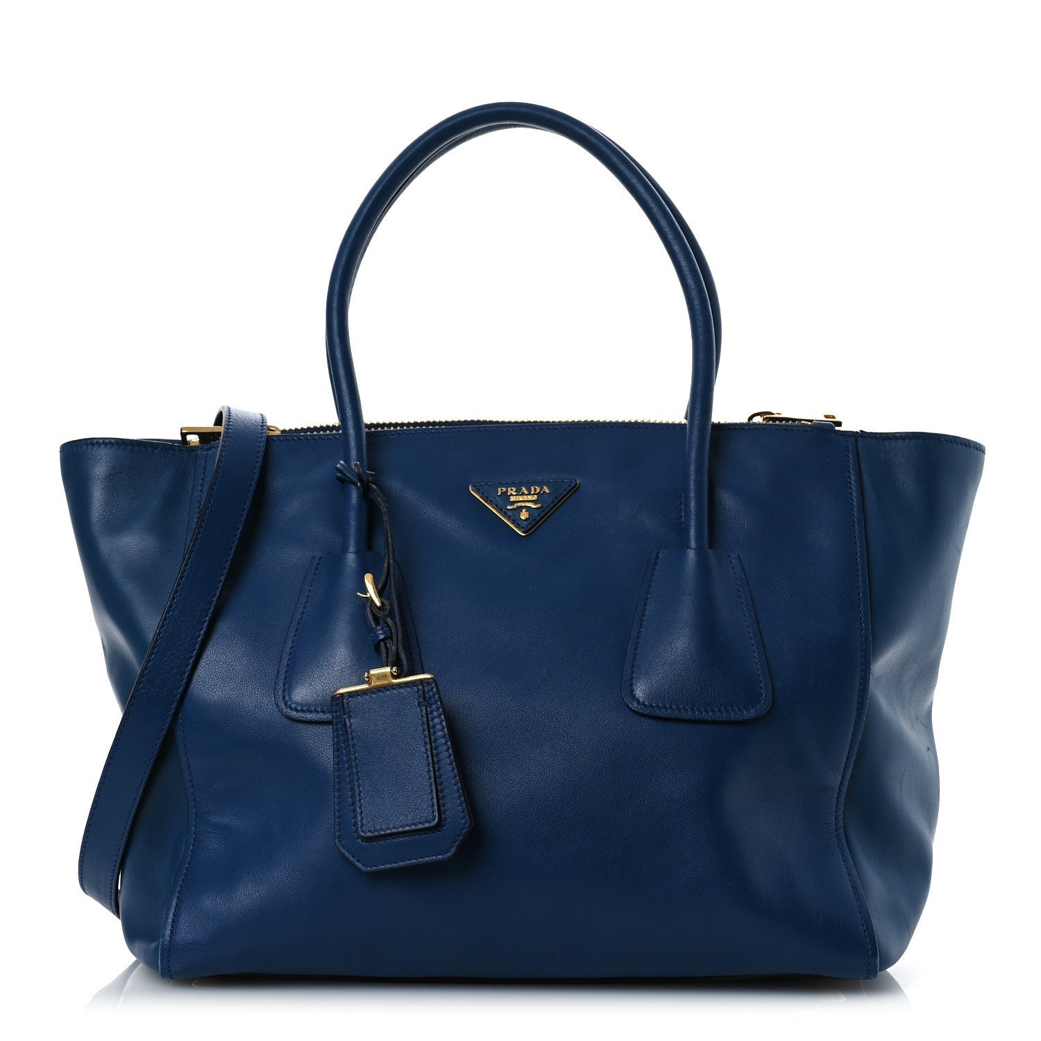 Prada City Calfskin Twin Pocket Tote Bluette