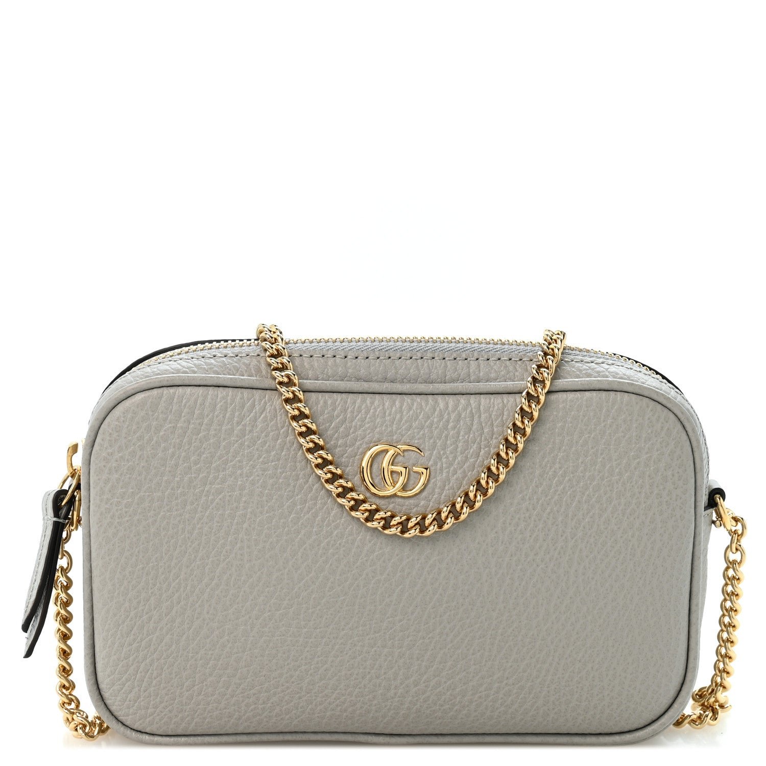 Gucci Dollar Calfskin Super Mini GG Marmont Chain Shoulder Bag Deep Grey