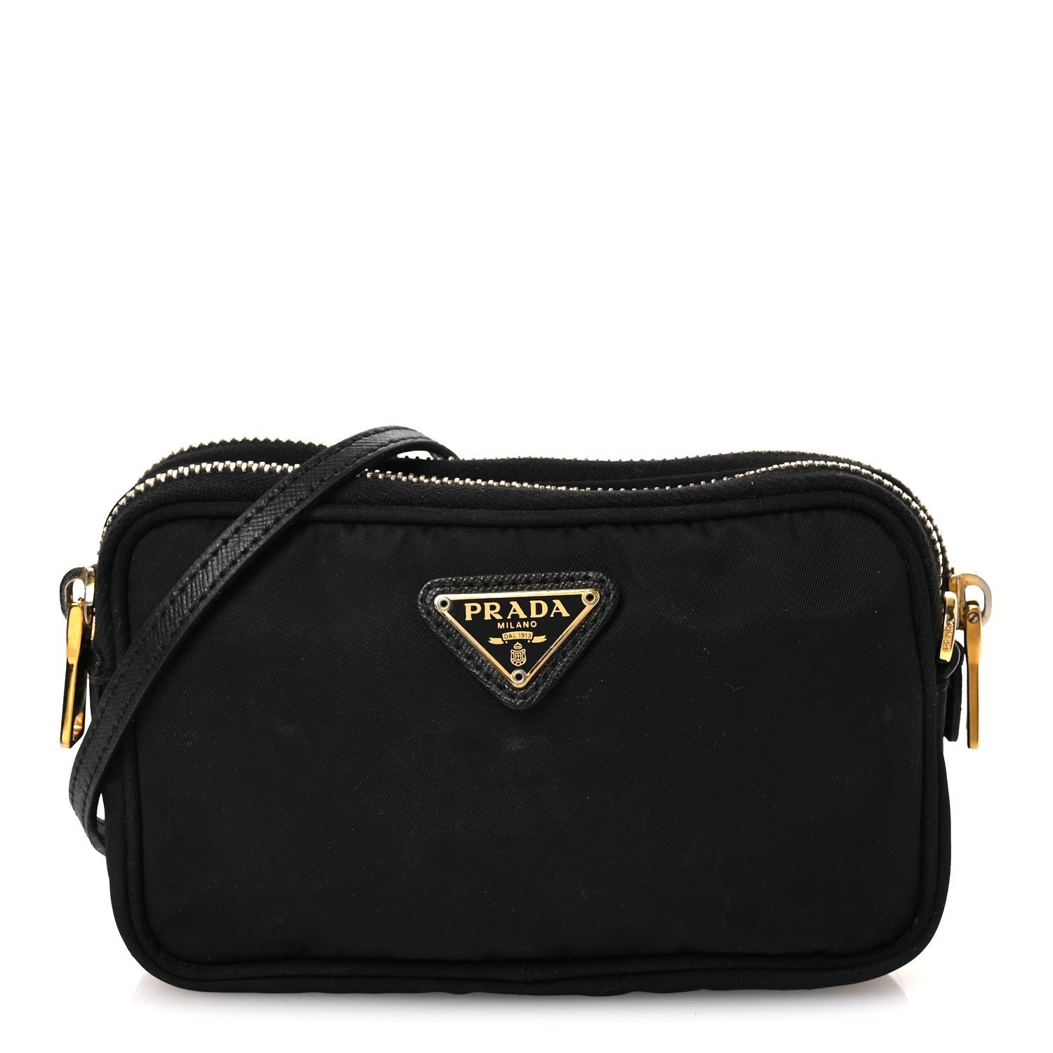 Prada Nylon Saffiano Double Zip Camera Bag Black