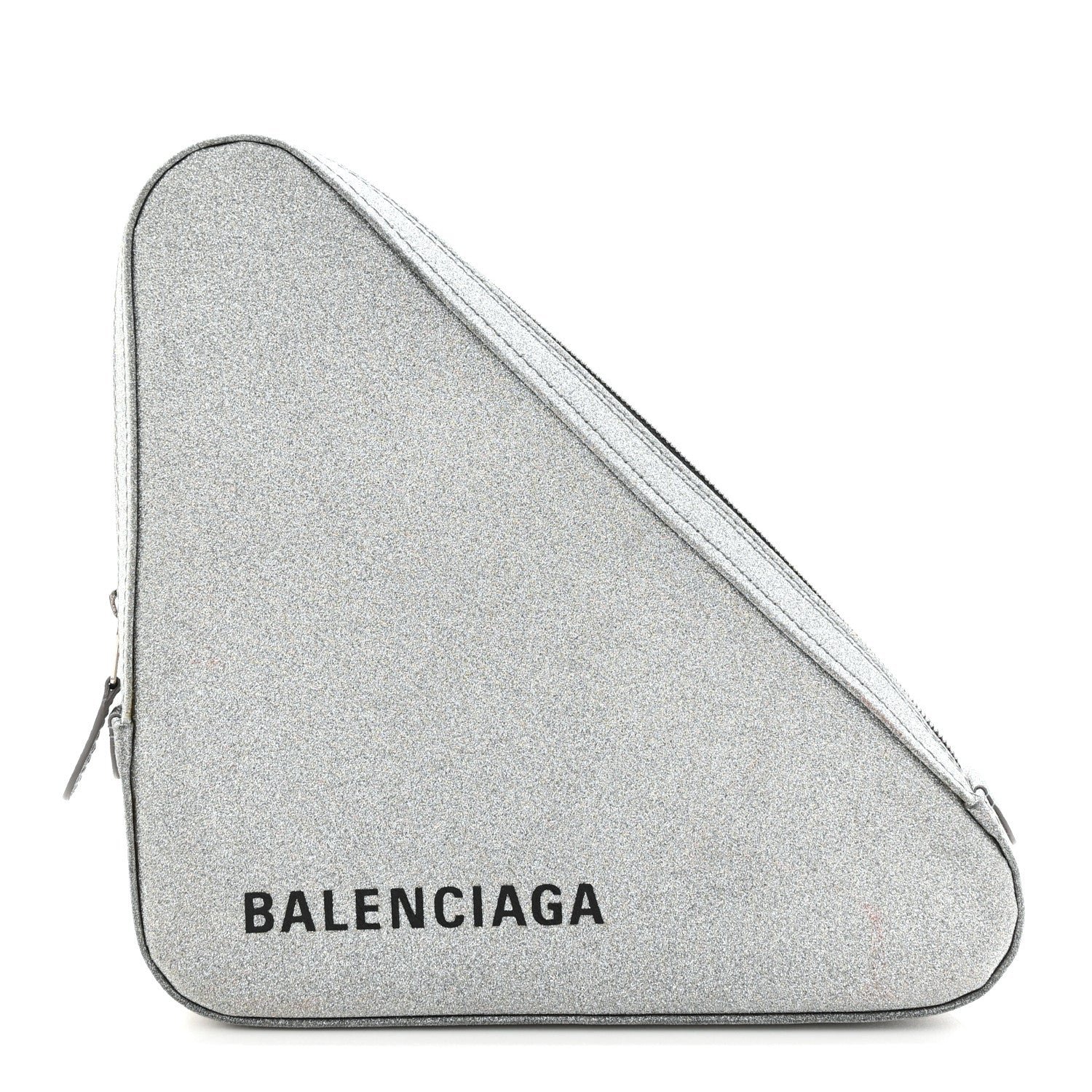 Balenciaga Balenciaga Glitter M Triangle Pouch Argent Black
