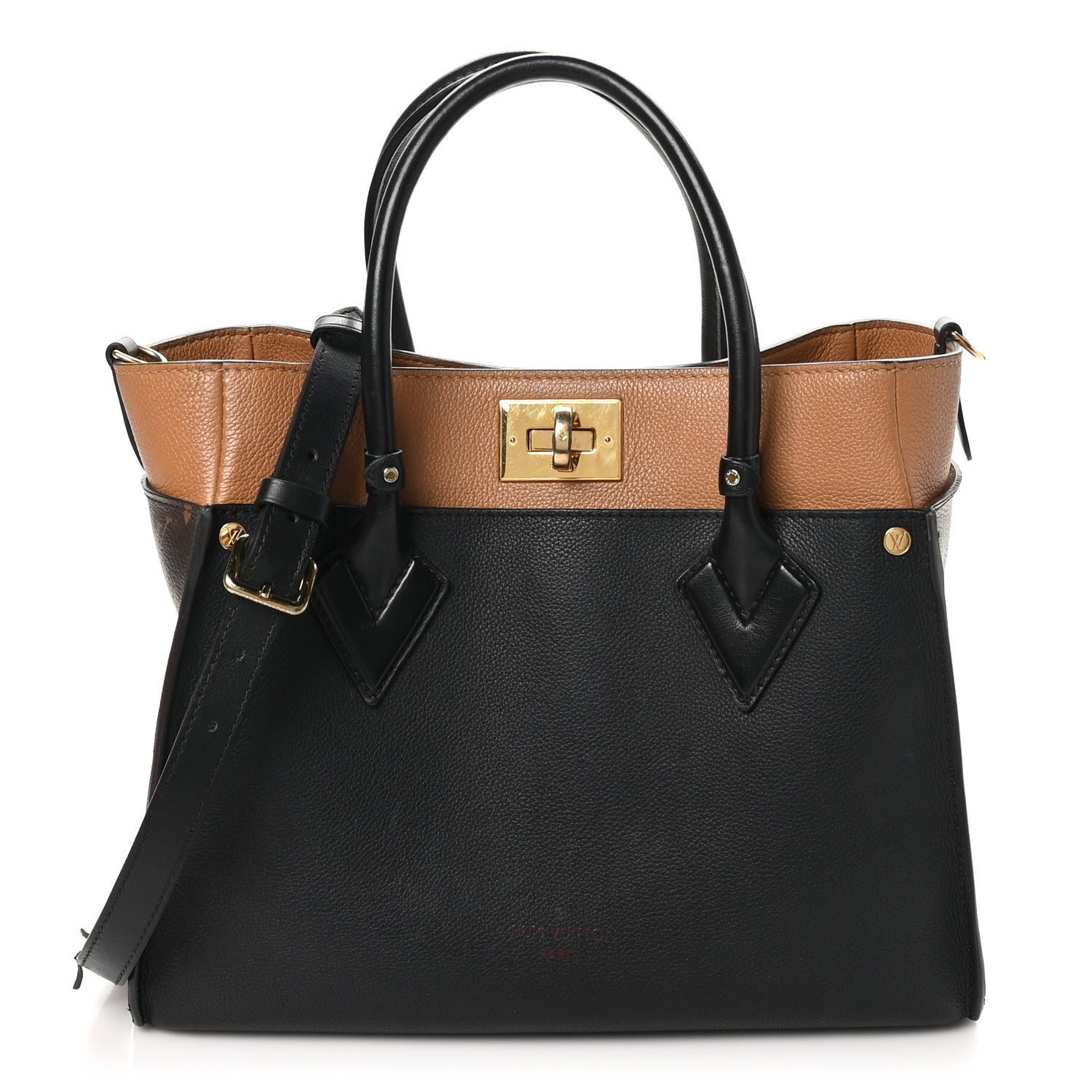 Louis Vuitton Calfskin Monogram On My Side MM Black