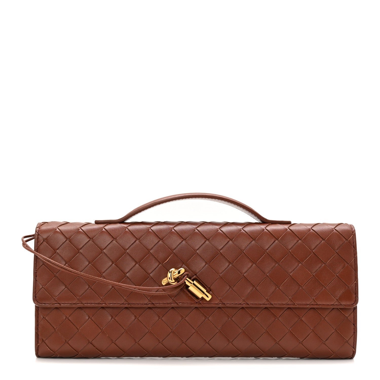 Bottega Veneta Nappa Intrecciato Long Andiamo Top Handle Sapele