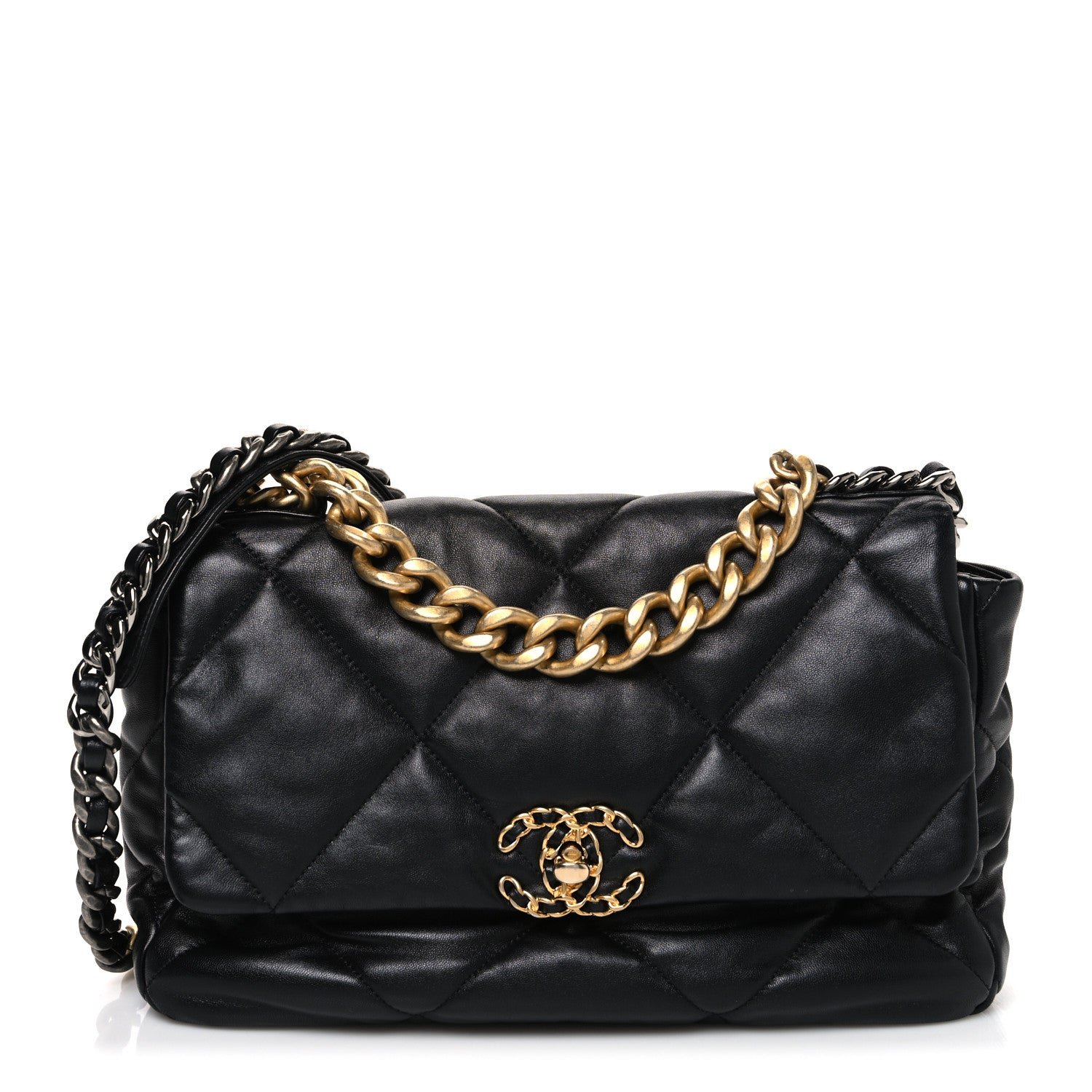 Chanel Chanel Lambskin Quilted Large Chanel 19 Flap Black