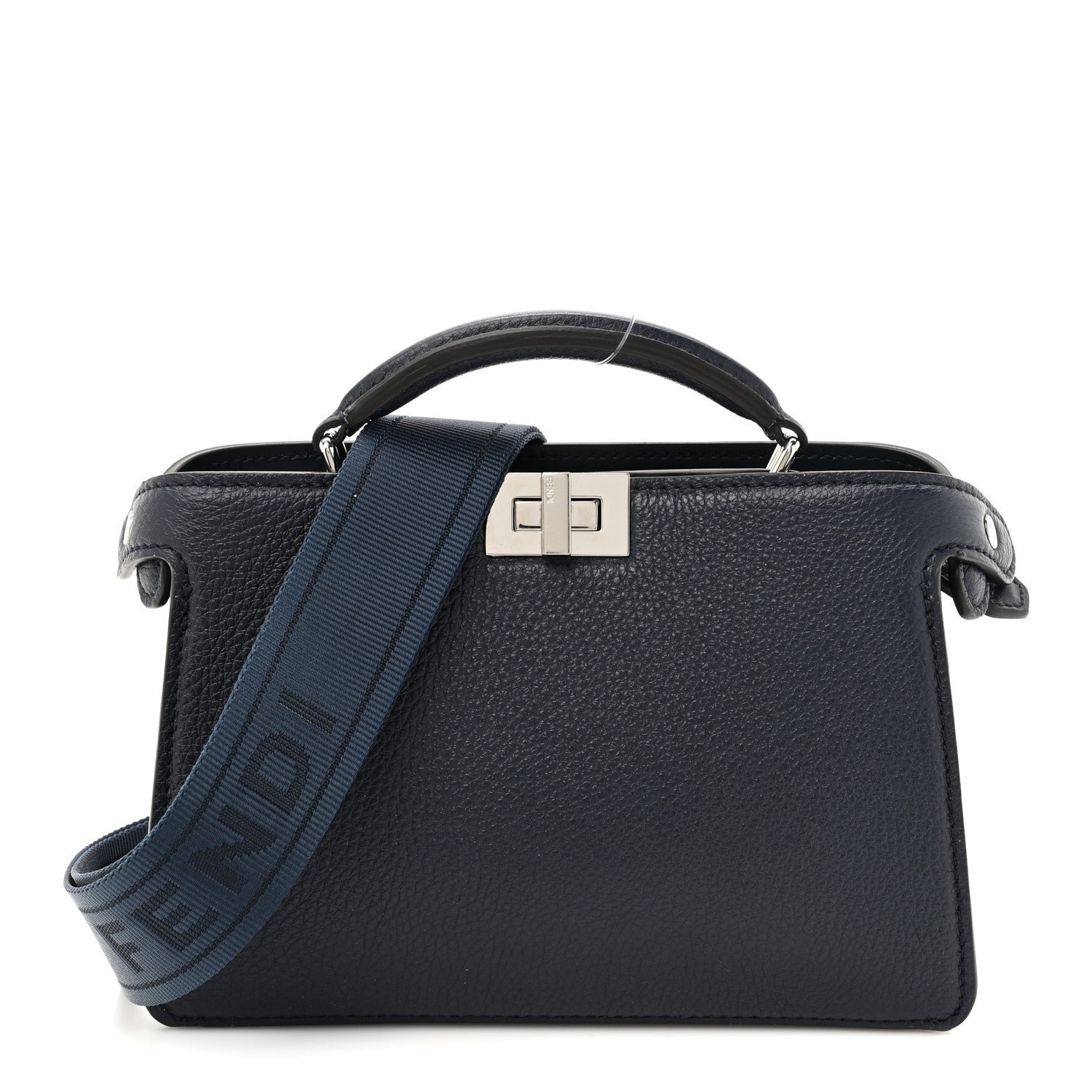 Fendi Cuoio Romano Vitello Cover Bi-Color Peekaboo I See U X Cross Satchel Cuoio Blue