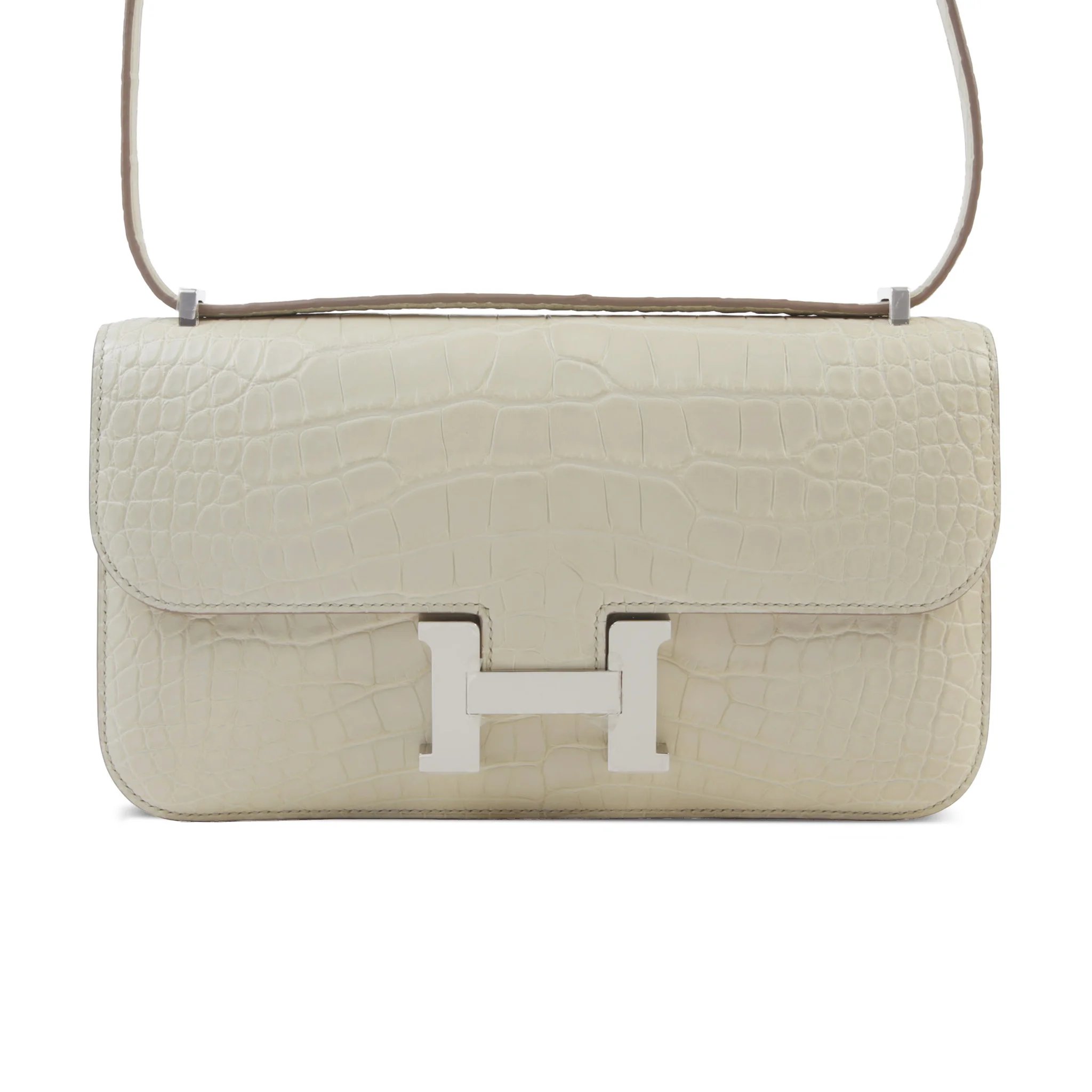 Excellent ( Rank SA ) HERMÈS Constance Elan Beton (8L) Matte Alligator Palladium hardware W (2024)
