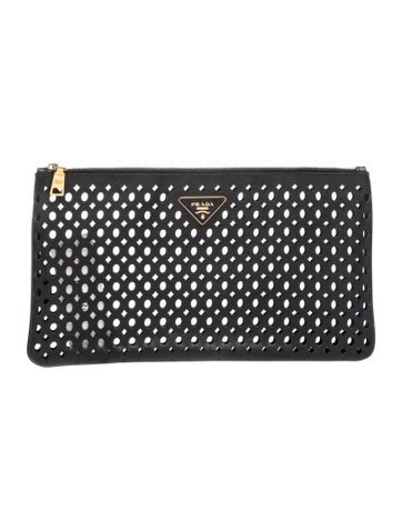 Saffiano Leather Saffiano Leather Laser Cut Clutch Medium