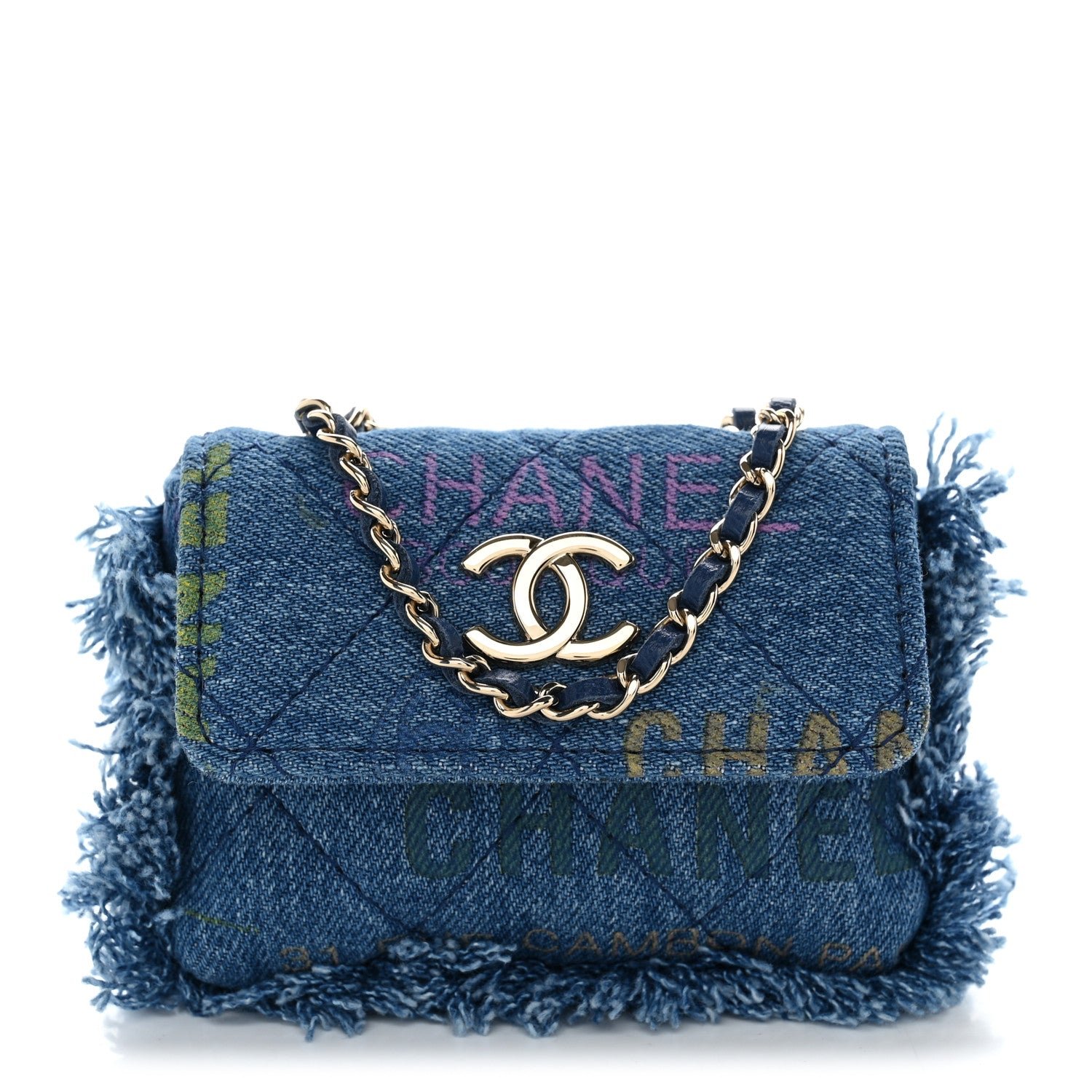 Chanel Denim Quilted Denim Mood Belt Bag Blue Multicolor