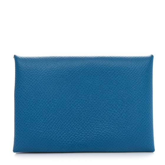 Hermes Epsom Calvi Card Case Bleu Paon