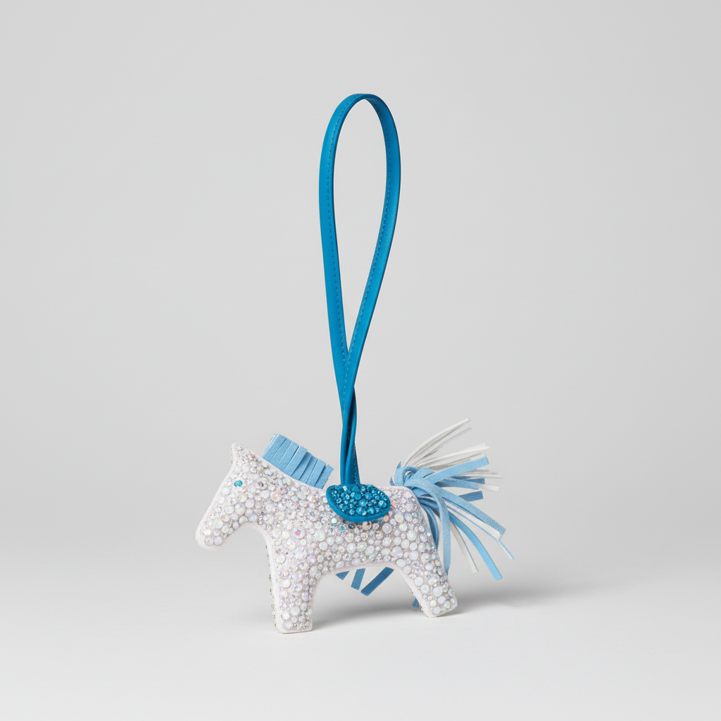 Hermes Hermès Rodeo Milo White Clear and Iridescent Charm Custom Swarovski PM