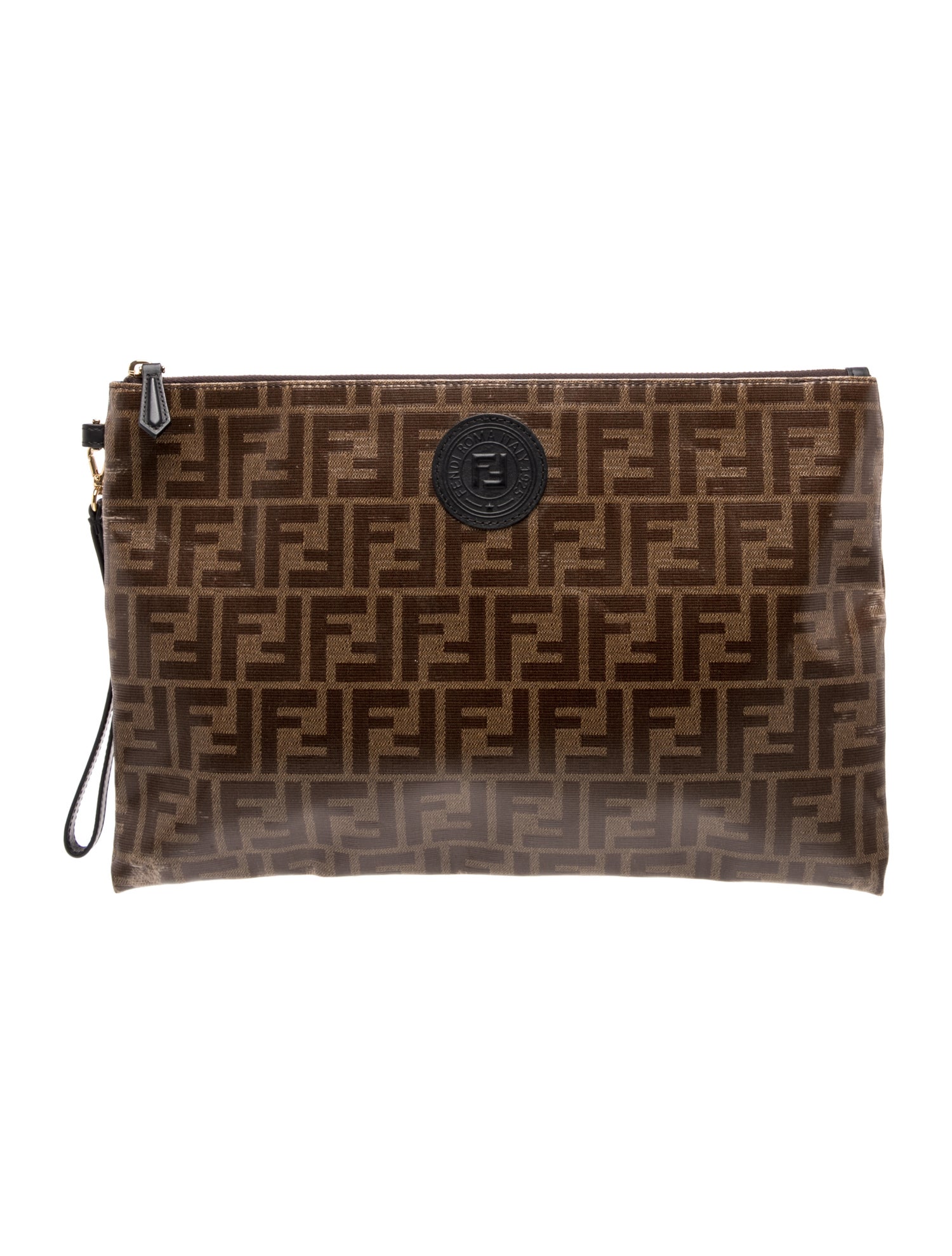 Zucca FF Coated Canvas Monogram Wristlet Clutch