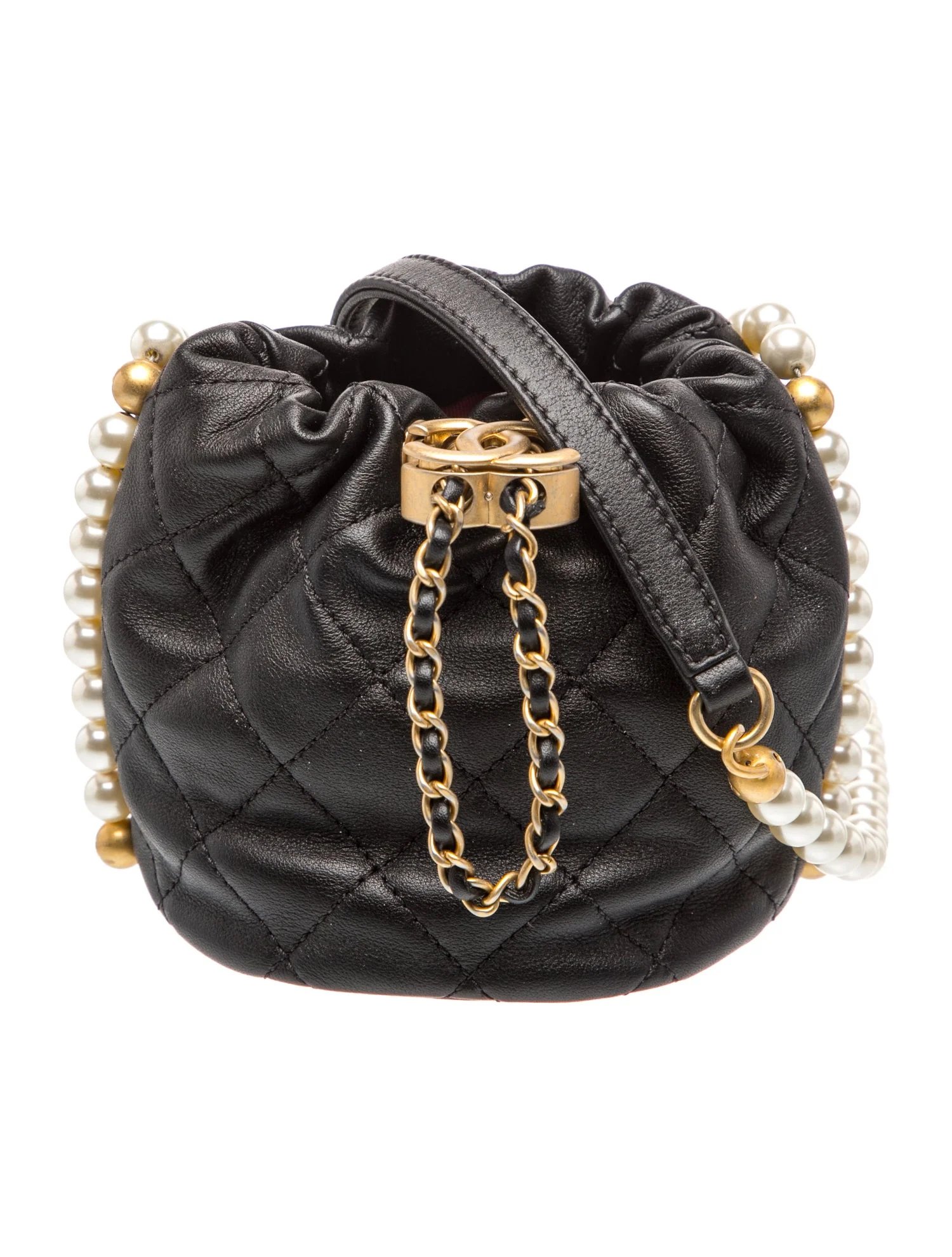 Quilted Mini About Pearls Bucket Bag