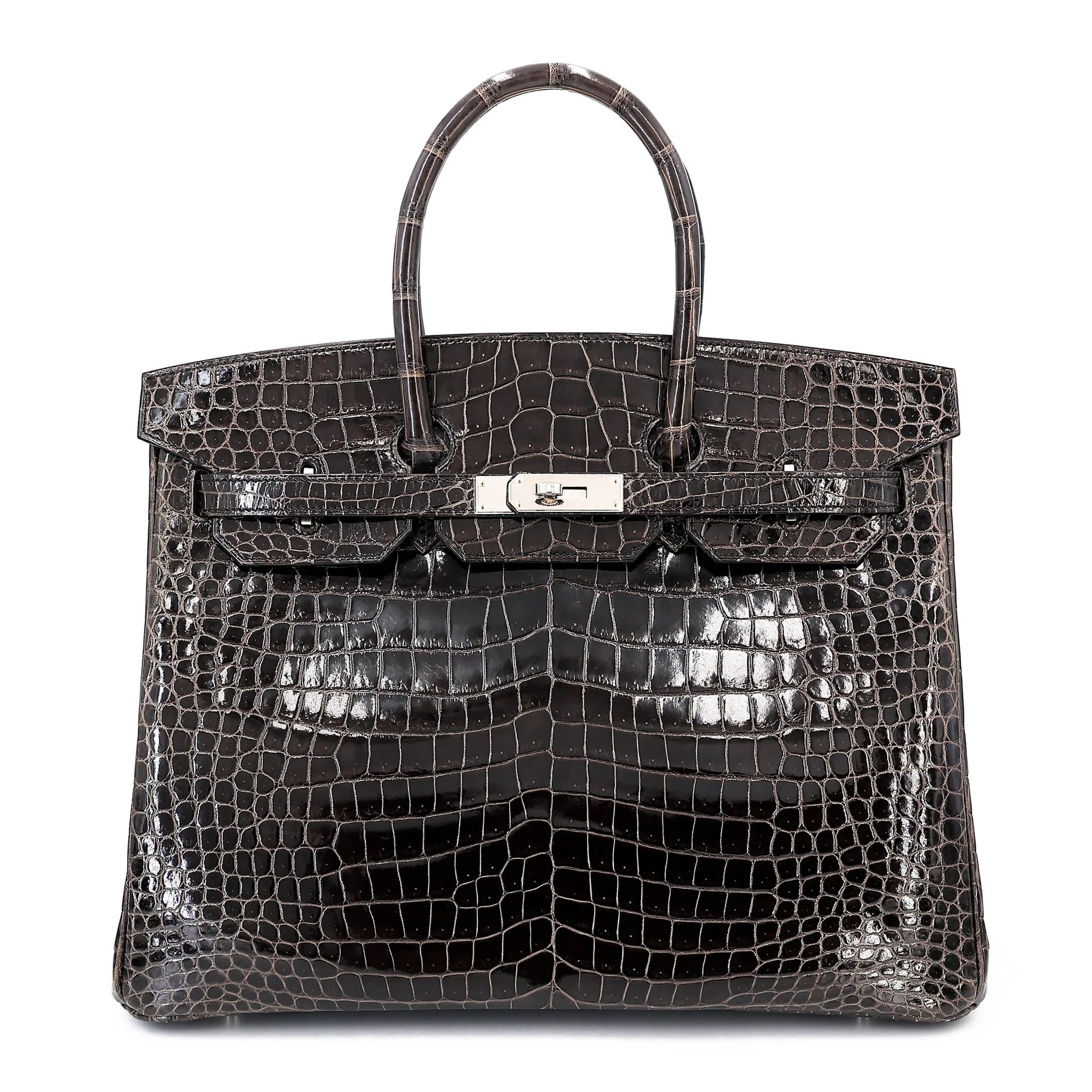 Hermes Birkin 35 Graphite (88) Shiny Porosus Crocodile Palladium hardware C (2018)