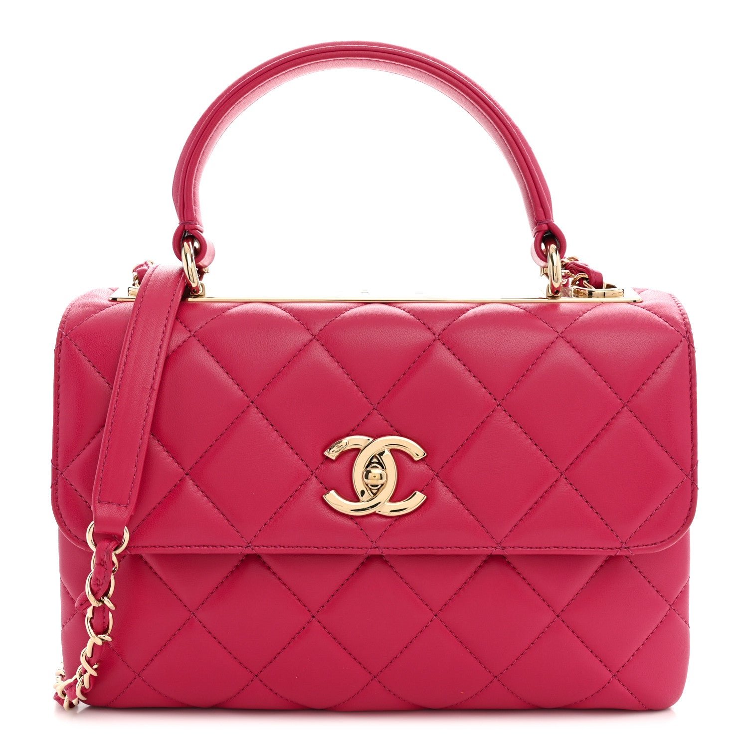 Chanel Lambskin Quilted Small Trendy CC Flap Dual Handle Bag Dark Pink
