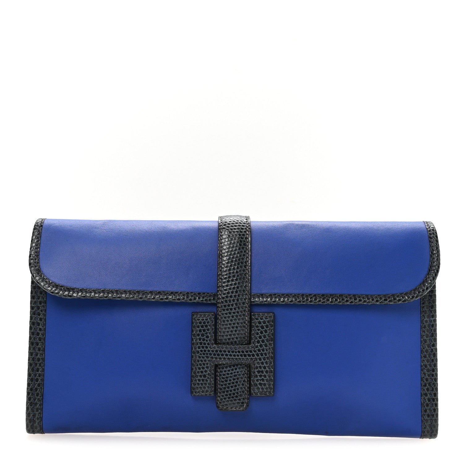 Hermes Hermes Swift Lizard Jige Elan Touch 29 Clutch Bleu Electrique Mykonos