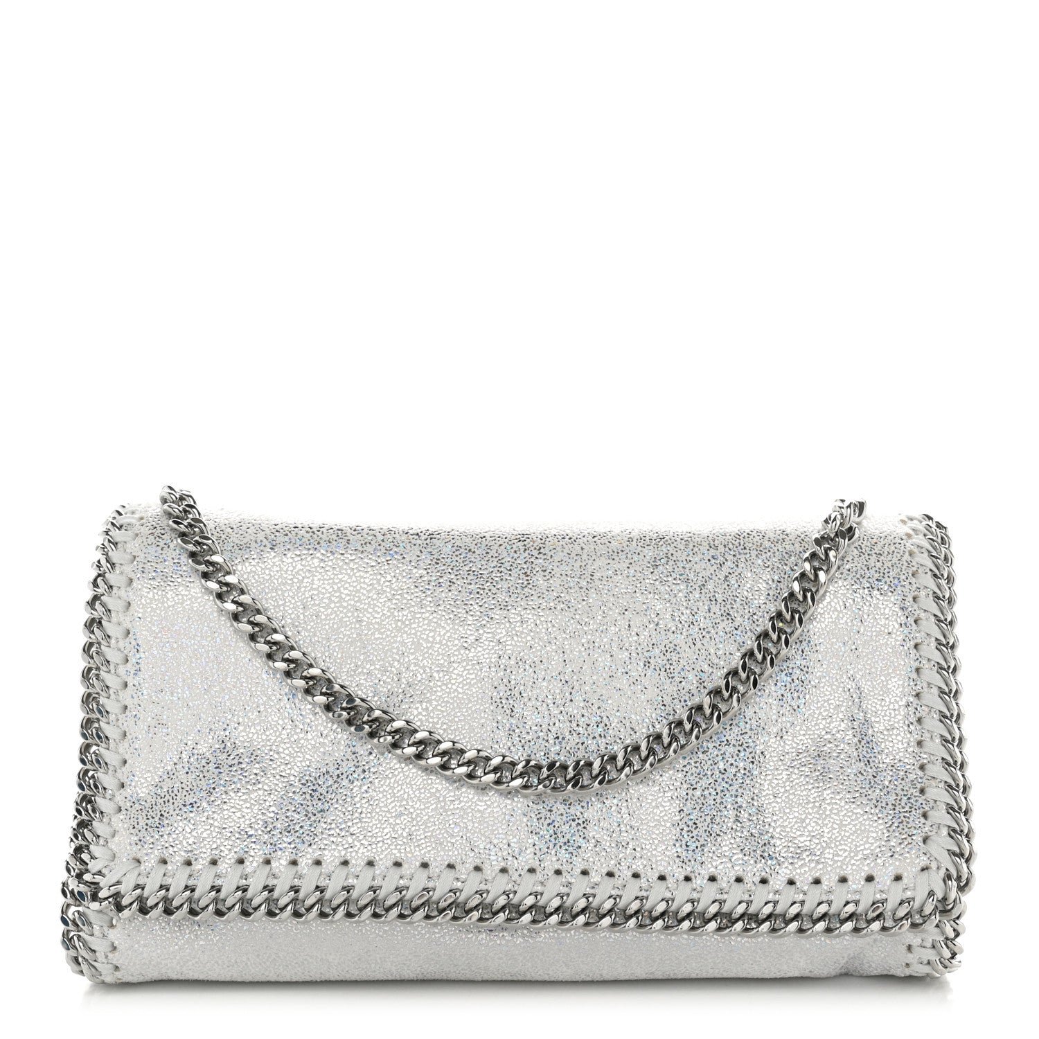 Stella McCartney Stella McCartney Chamois Shiny Dotted Nappa Falabella Clutch with Chain Bag White