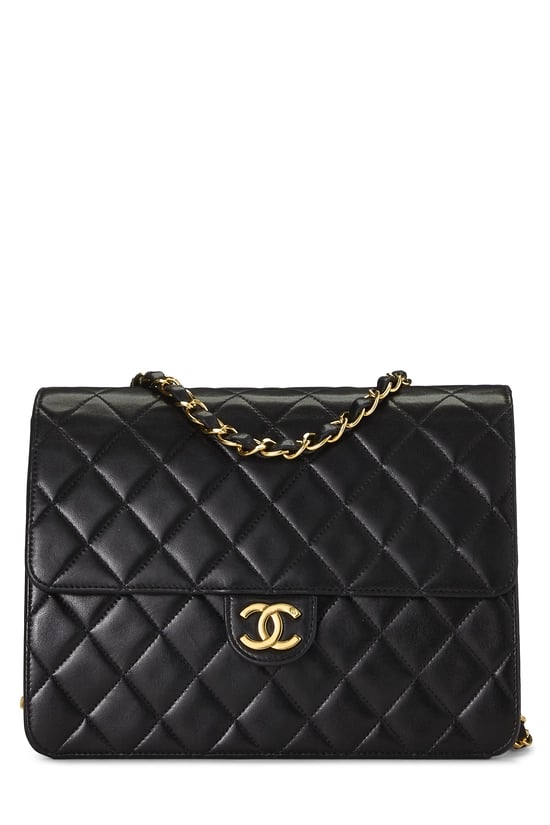 Black Quilted Lambskin Ex Flap Small