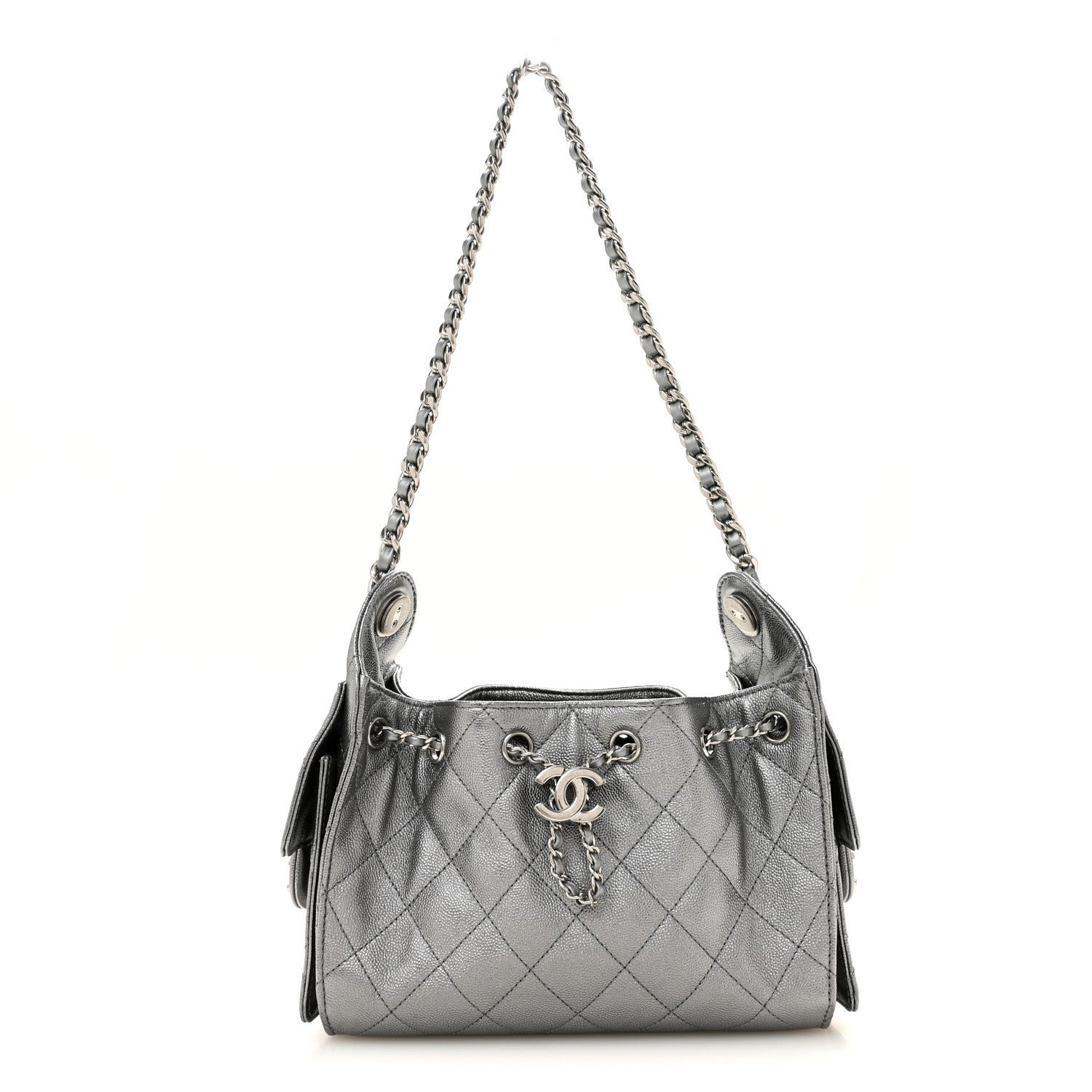 Chanel Metallic Caviar Quilted Mini Chanel 25 Handbag Anthracite
