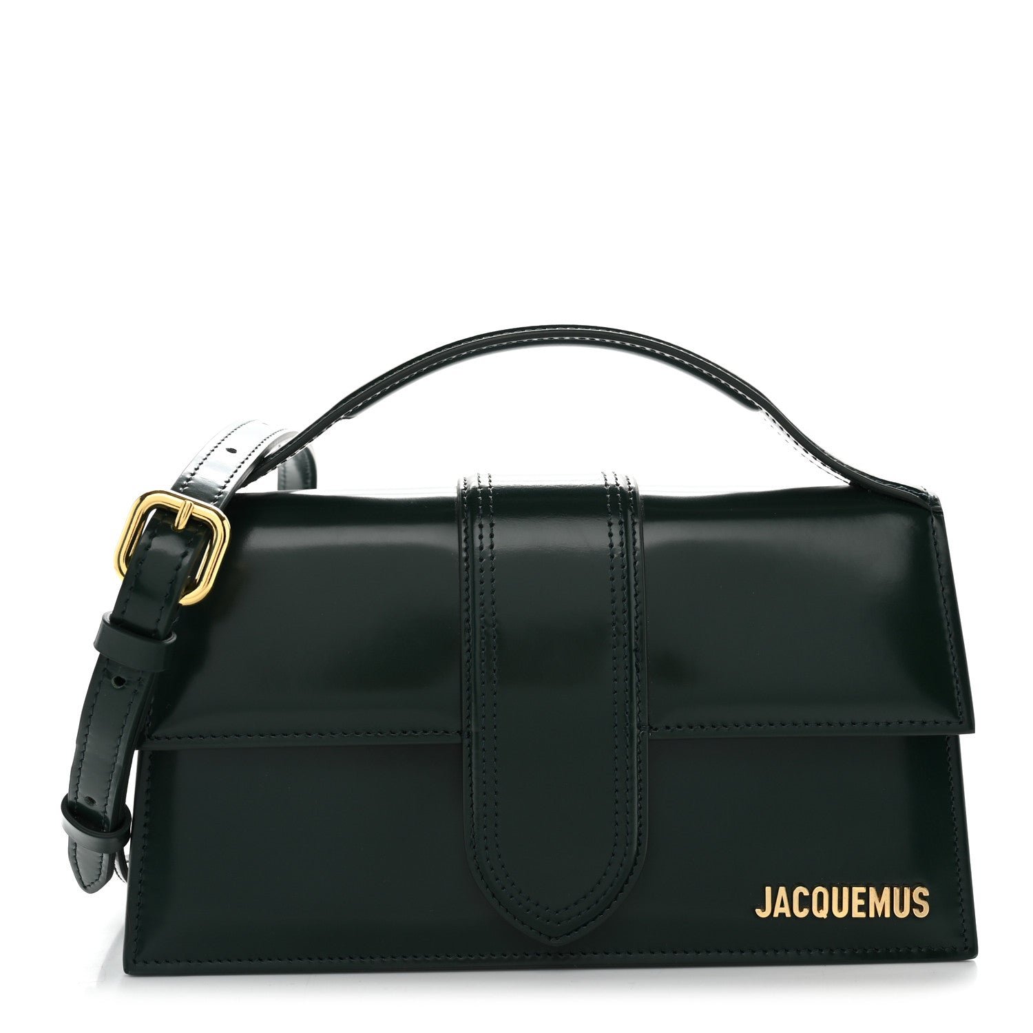Jacquemus Glazed Calfskin Le Grand Bambino Dark Green