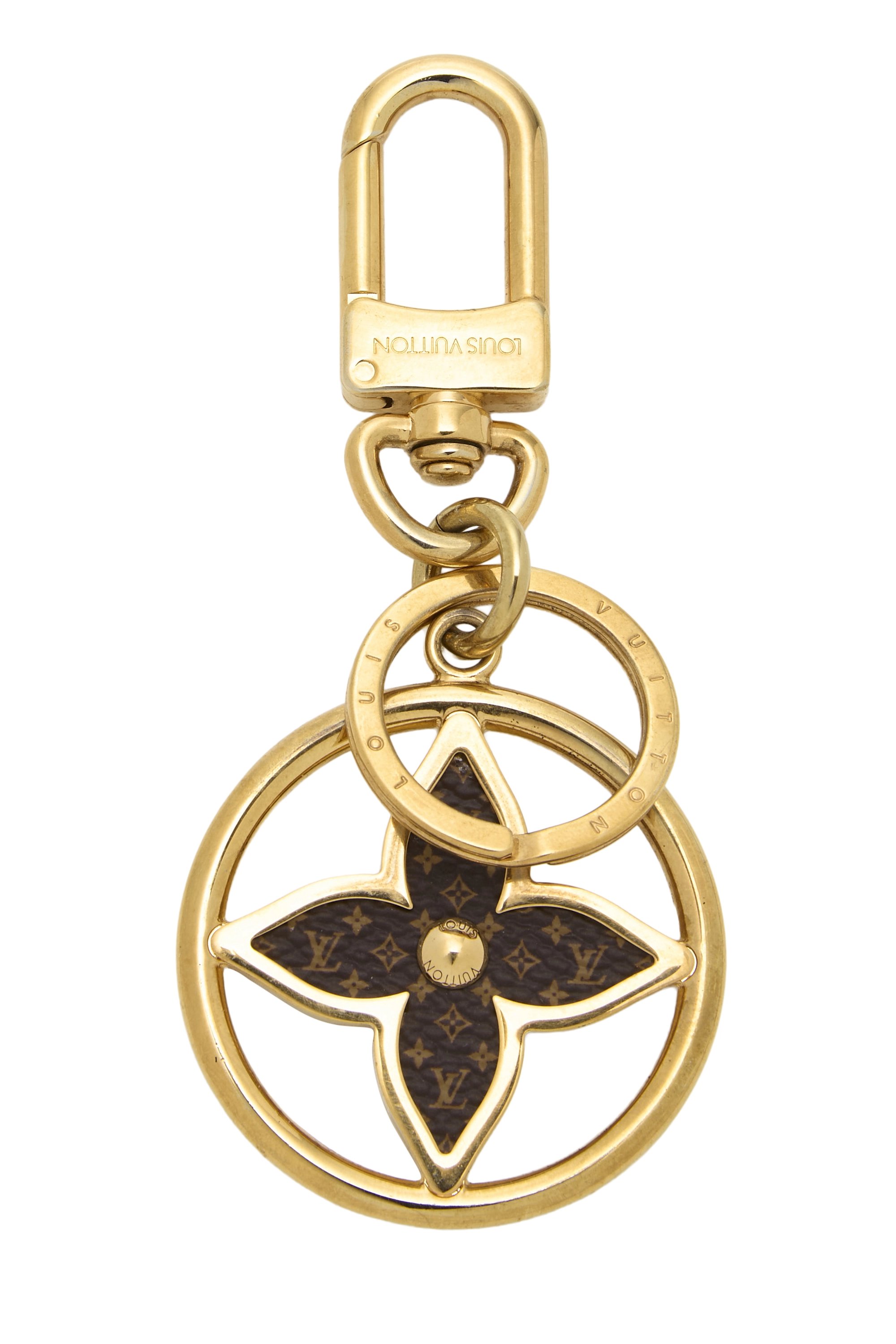Gold Monogram Puzzle Flower Key Ring