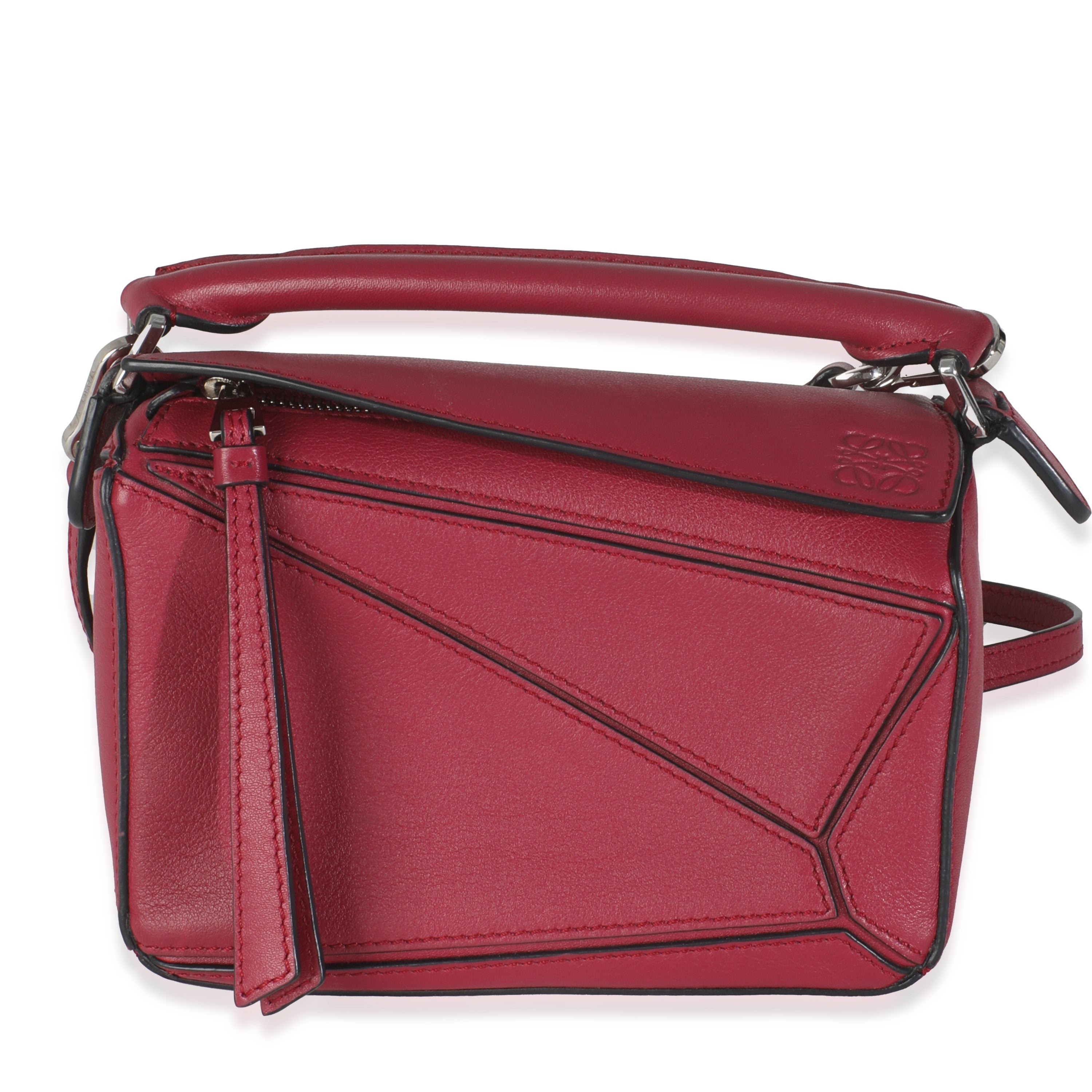 Loewe Raspberry Calfskin Mini Puzzle Bag