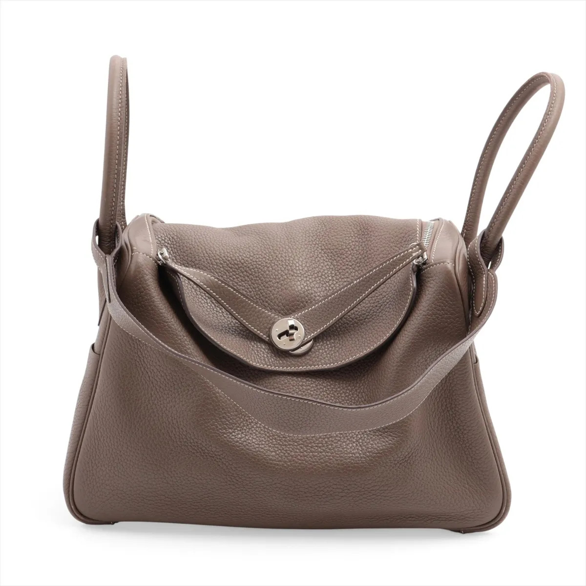 Hermès Lindy 34 Taurillon Clemence Etoupe Silver Metal Fittings
