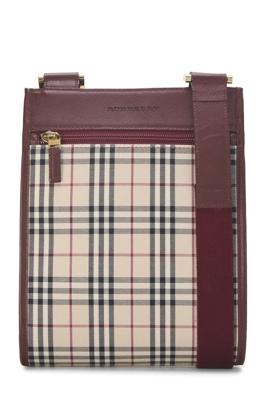 Burgundy Check Jacquard Canvas Crossbody