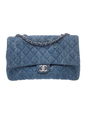 Jumbo Denim Single Flap Bag