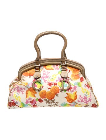 Leather Floral Canvas Detective Bag Large Vintage