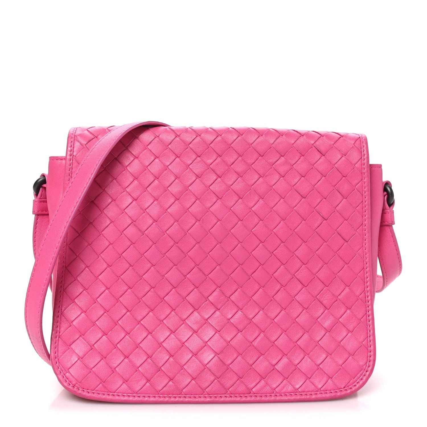 Bottega Veneta Nappa Intrecciato Crossbody Messenger Flap Fuchsia