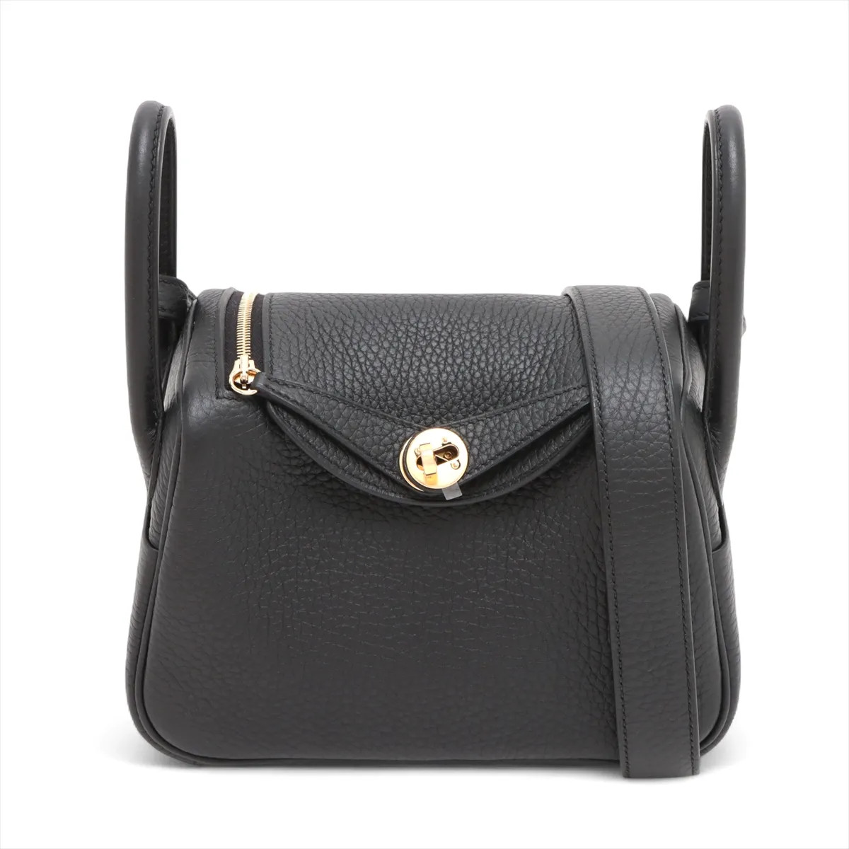 Hermès Lindy mini 20 Taurillon Clemence Black Gold Metal Fittings