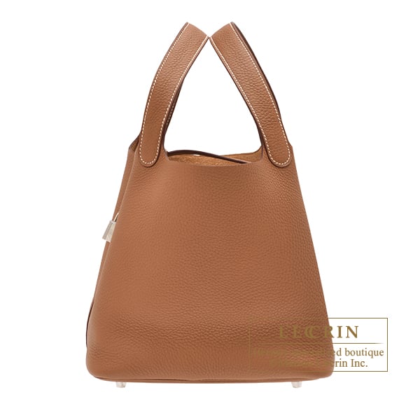 Hermes Picotin Lock bag 22/MM Gold Clemence leather Silver hardware