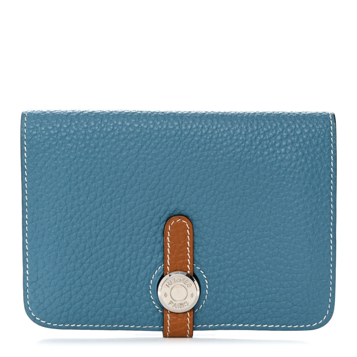 Hermes Togo Verso Dogon Compact Wallet Blue Jean Gold
