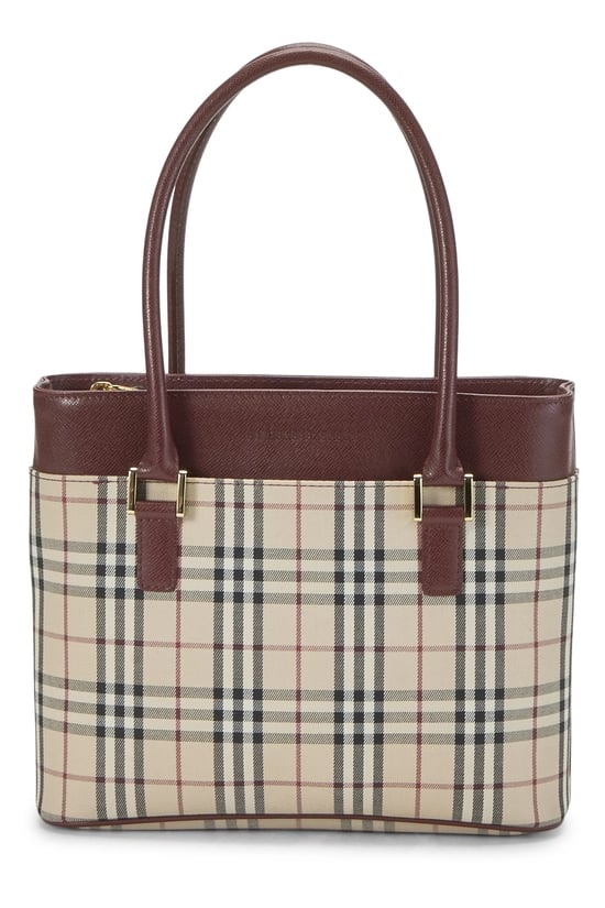 Burgundy House Check Jacquard Handbag Small