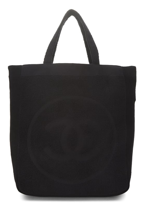 Black Terry Cloth 'CC' Beach Set